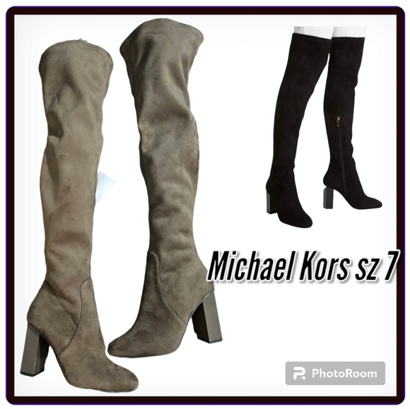 New Michael Kors Women's Over The Knee Boots Stretch Faux Suede Sz 7 - Picture 2 of 13